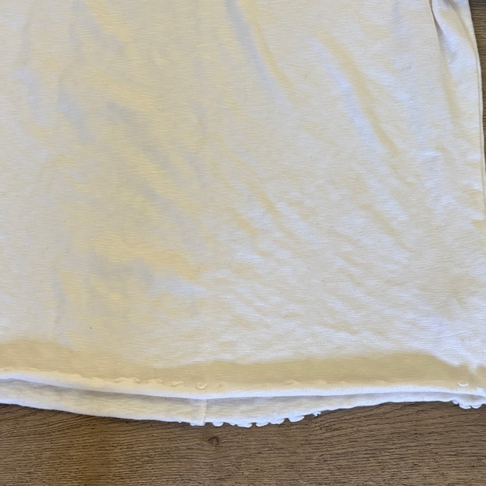 Madewell White Lettuce Edge Long Sleeve Baby Tee XL 90s Y2K Fitted Ribbed Top - Picture 8 of 9